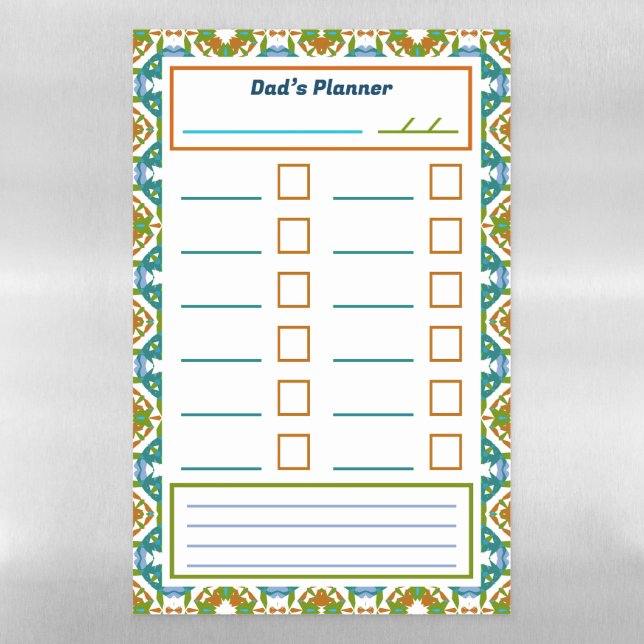 ADHD Men’s Reminder Goal Tracker Planner Fridge Magnetic Dry Erase Sheet (Vertical)