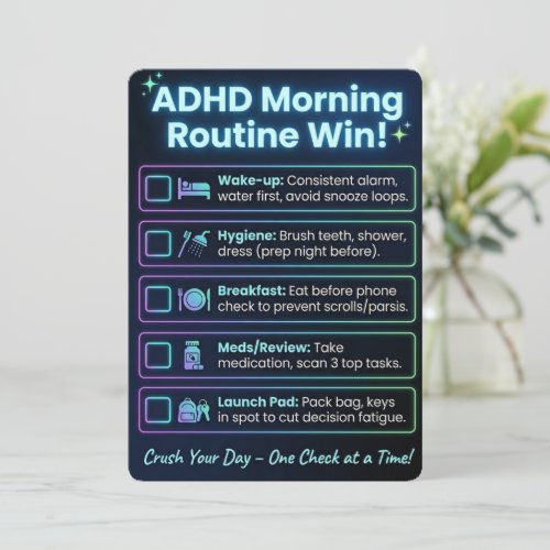 ADHD Morning Routine Checklist Print/Download Card