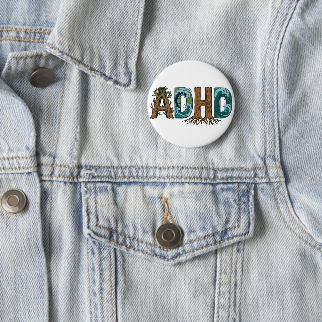 ADHD Nature Elements Typography Design Button (In Situ)