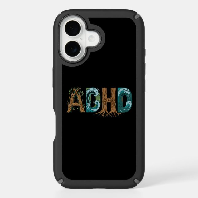 ADHD Nature Elements Typography Design Speck iPhone Case (Front)