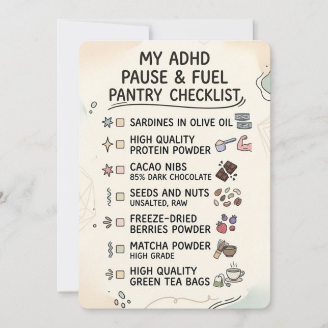 ADHD Pantry Checklist Healthy Kitchen Guide Card (Front)