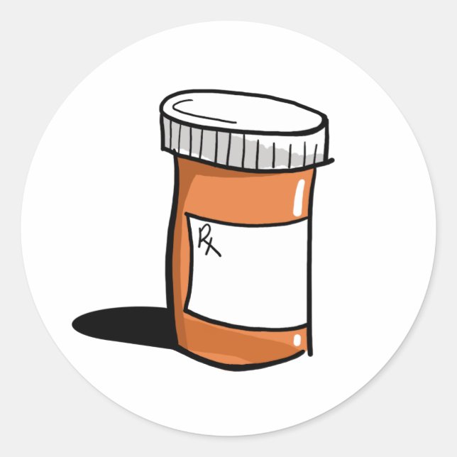 ADHD Pill Bottle Button  Classic Round Sticker (Front)