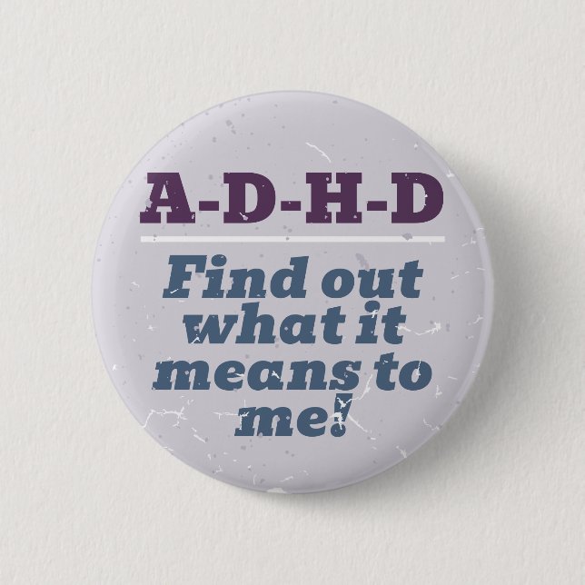 ADHD RESPECT Gray Vintage 70s Music Lyrics Button (Front)