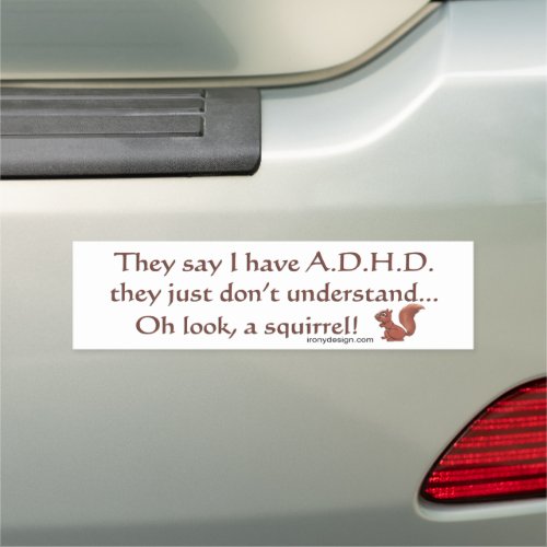 ADHD Squirrel Humor Car Magnet