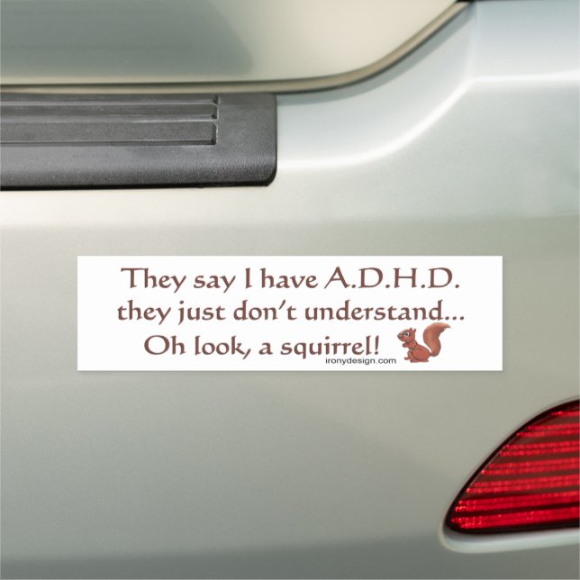 ADHD Squirrel Humor Car Magnet (In Situ)
