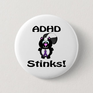 ADHD Stinks Skunk Awareness Design Pinback Button