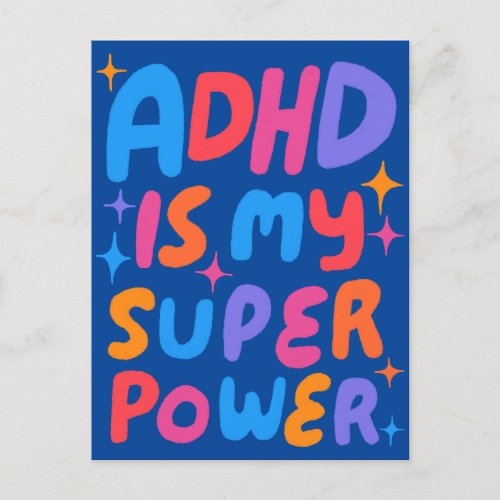 ADHD Super Power Fun Bubble Letters CUSTOM  Postcard