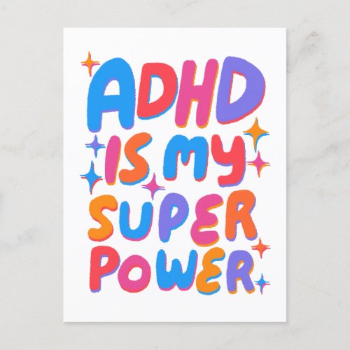 ADHD Super Power Fun Bubble Letters CUSTOM  Postcard