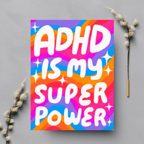 ADHD Super Power Fun Bubble Letters CUSTOM  Postcard