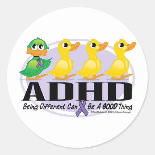 ADHD Ugly Duckling Classic Round Sticker