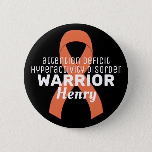 ADHD Warrior Ribbon Black Button