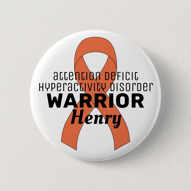ADHD Warrior Ribbon White Button (Front)