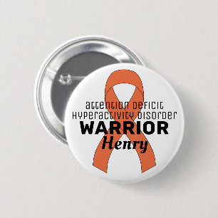 ADHD Warrior Ribbon White Button