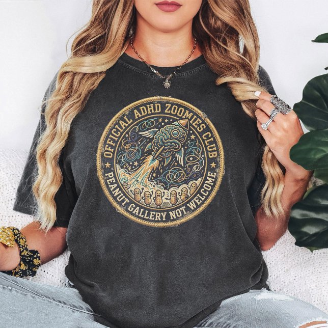 Adhd Zoomies Brain Rocket Patch Funny Quote T-Shirt (Creator Uploaded)