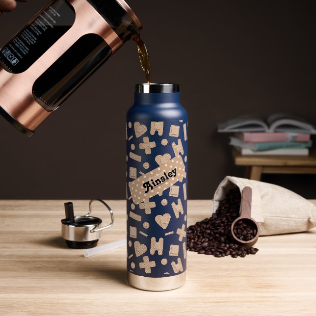 Adhesive Bandage Assortment Personalized Water Bottle (Coffee)