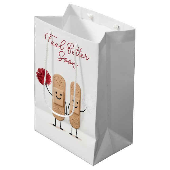 Adhesive Bandage Cheerleaders On White Medium Gift Bag (Front Angled)