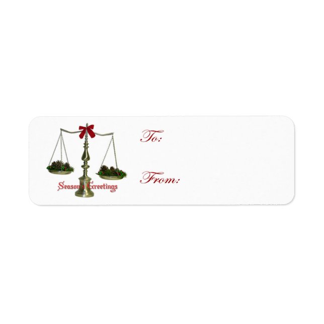 Adhesive Legal Scales Holiday Gift Tags (Front)