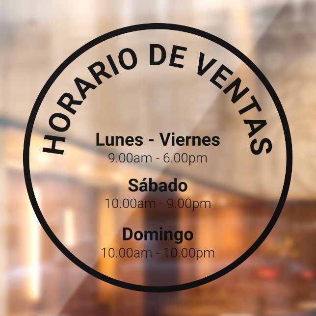 Adhesivo de ventana de horario comercial redondo w window cling (Sheet 2)
