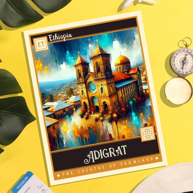 Adigrat, Ethiopia | Vintage Painting Postcard (Creator Uploaded)