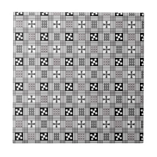 Adindra Black and white textile Tile