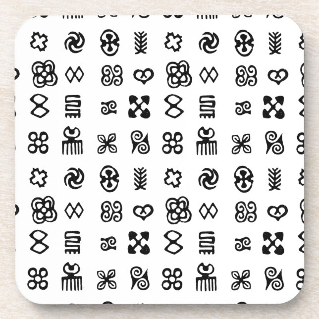 Adinkra African Symbols Beverage Coaster (Front)