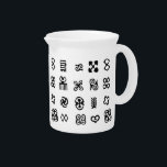 Adinkra African Symbols Beverage Pitcher<br><div class="desc">African Adinkra Symbols. By Robert Sutherland Rattray,  1927. Black and white pattern.
Custom pitchers. Gift idea.</div>