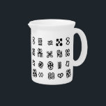 Adinkra African Symbols Beverage Pitcher<br><div class="desc">African Adinkra Symbols. By Robert Sutherland Rattray,  1927. Black and white pattern.
Custom pitchers. Gift idea.</div>