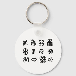 Adinkra African Symbols Black and White Keychain