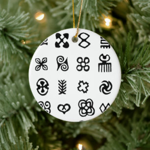 Adinkra African Symbols Ceramic Ornament