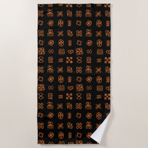 Adinkra African Symbols Ethnic Design Beach Towel