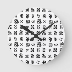Adinkra African Symbols Round Clock