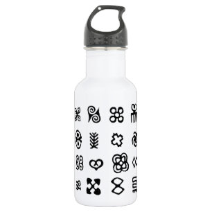 Adinkra African Symbols Stainless Steel Water Bottle
