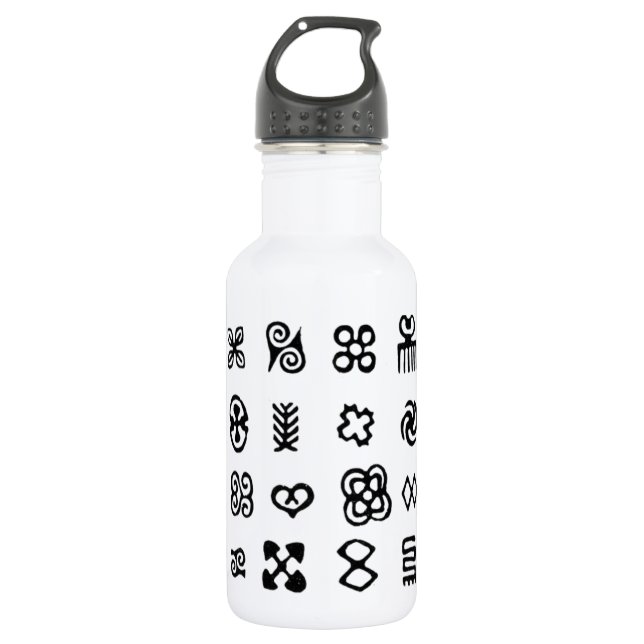Adinkra African Symbols Stainless Steel Water Bottle (Front)