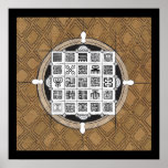 Adinkra and Arabic with African Raffia Background Poster