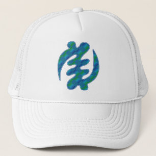 Adinkra Blue Green Kente K16 Gye Nyame Trucker Hat