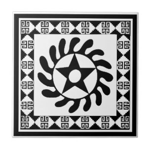 adinkra flower circle with border 12.png ceramic tile