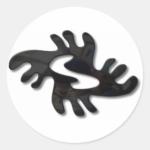 Adinkra-peace-shiny black classic round sticker