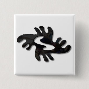 Adinkra-peace-shiny black pinback button