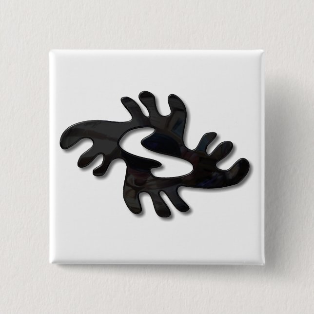 Adinkra-peace-shiny black pinback button (Front)