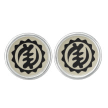 Adinkra Symbol Cufflinks Nyame Ohene Black on Gray