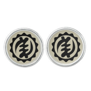 Adinkra Symbol Cufflinks Nyame Ohene Black on Gray