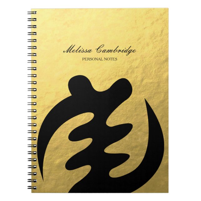 Adinkra Symbol of For God Faux Gold Foil Notebook (Front)