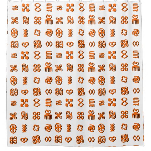 Adinkra Symbols in Orange And Black Shower Curtain