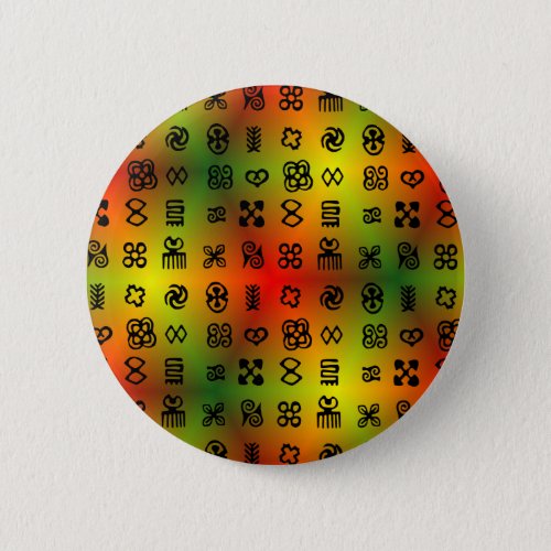Adinkra Symbols With African Colors Button