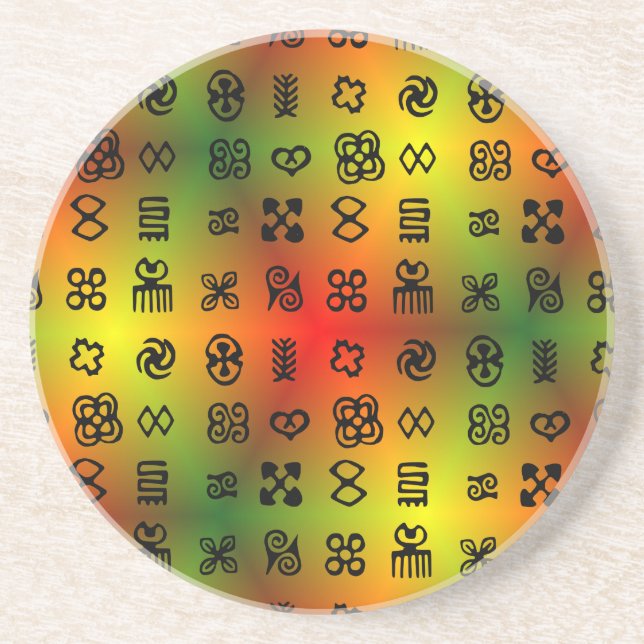 Adinkra Symbols With African Colors Coaster (Front)