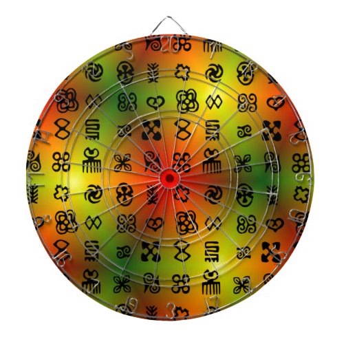 Adinkra Symbols With African Colors Dartboard With Darts