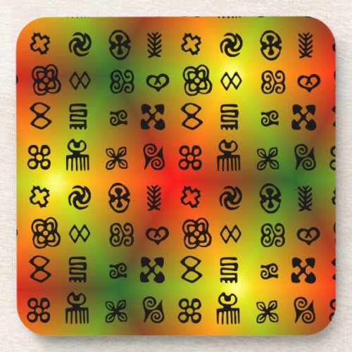 Adinkra Symbols With African Colors Drink Coaster