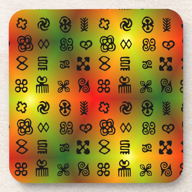 Adinkra Symbols With African Colors Drink Coaster (Front)