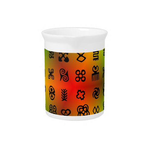 Adinkra Symbols With African Colors Drink Pitcher