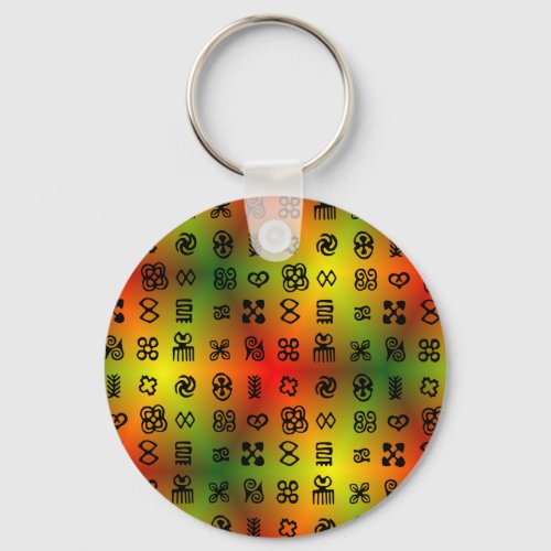 Adinkra Symbols With African Colors Keychain